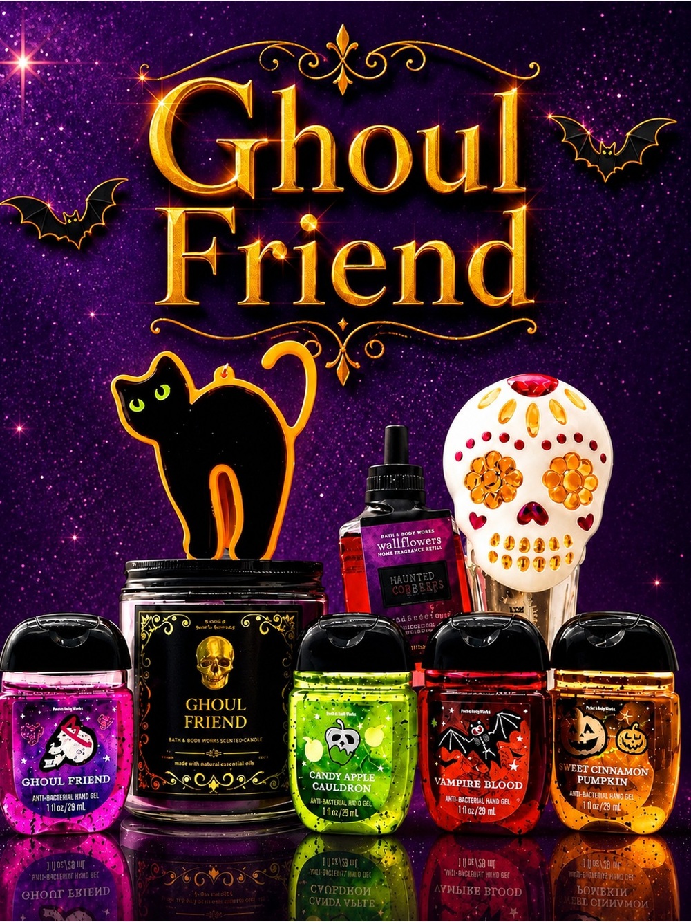 BBW Halloween Ghoul Friend Black Cat Sugar Skull Wallflower 8 Pc Set